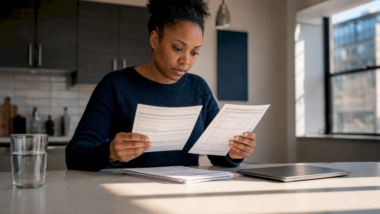 Woman checking DD214 paperwork with checklist