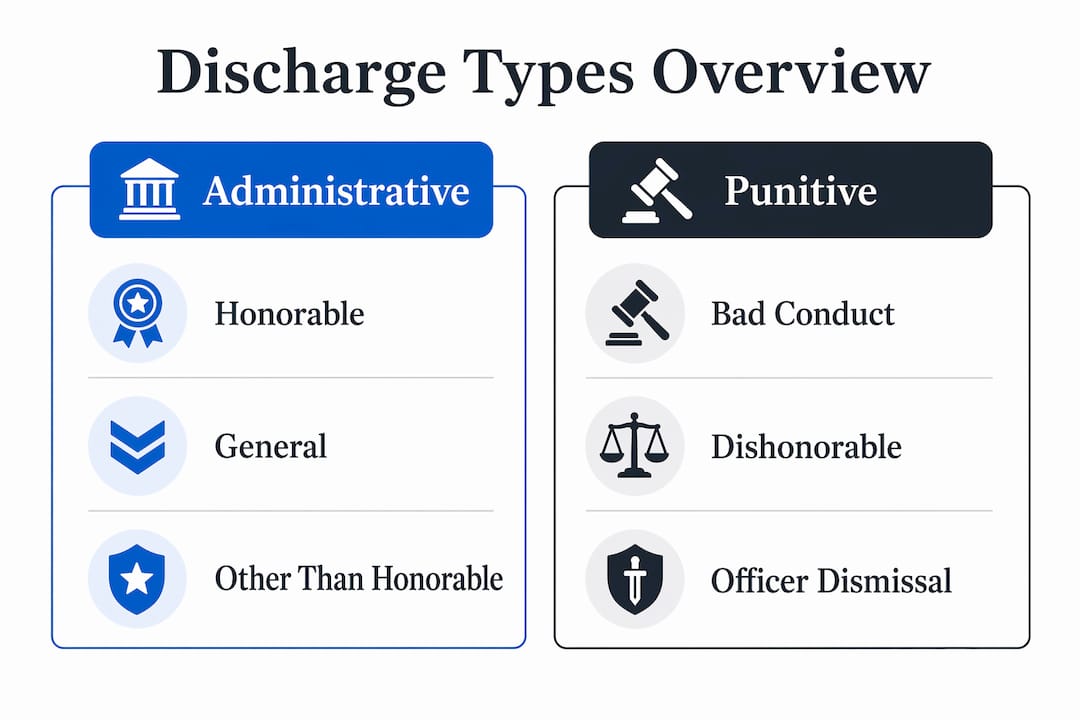 Infographic comparing administrative and punitive military discharges