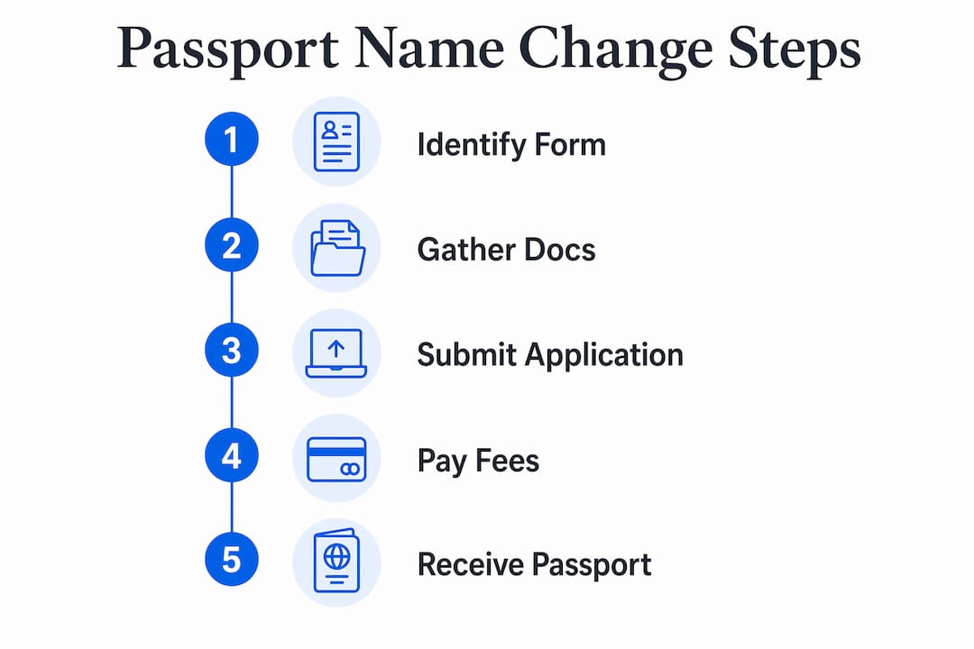 Infographic outlining passport name change steps