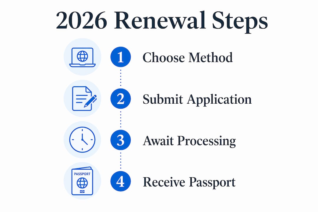 Infographic showing passport renewal steps