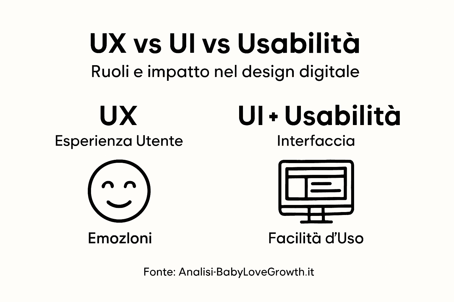 Infografica: cosa cambia tra UX, UI e usabilità