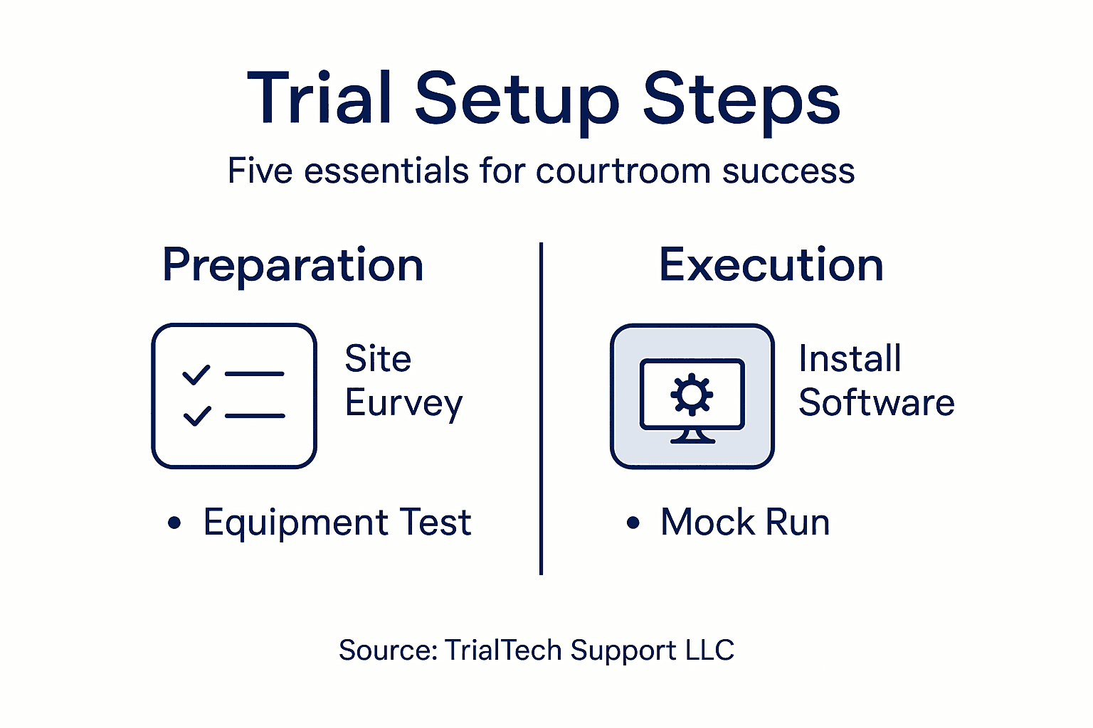 Infographic on main trial setup steps