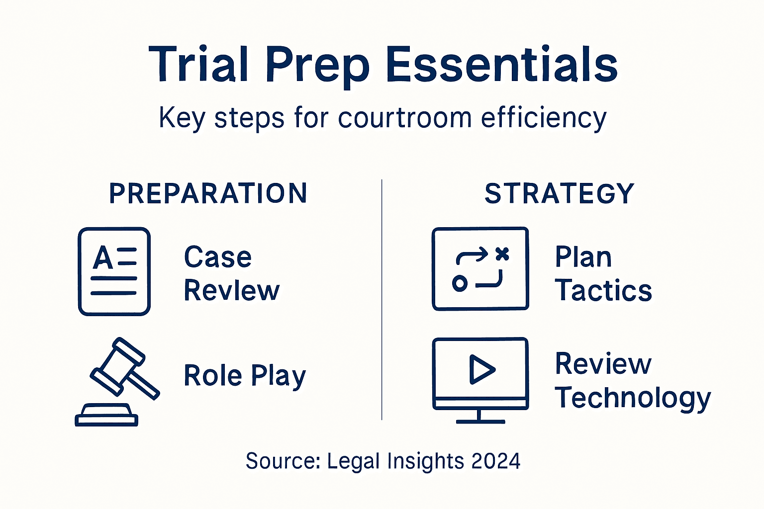 Infographic highlighting trial preparation steps
