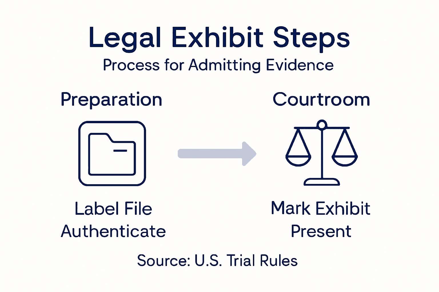 Infographic of legal exhibit preparation steps