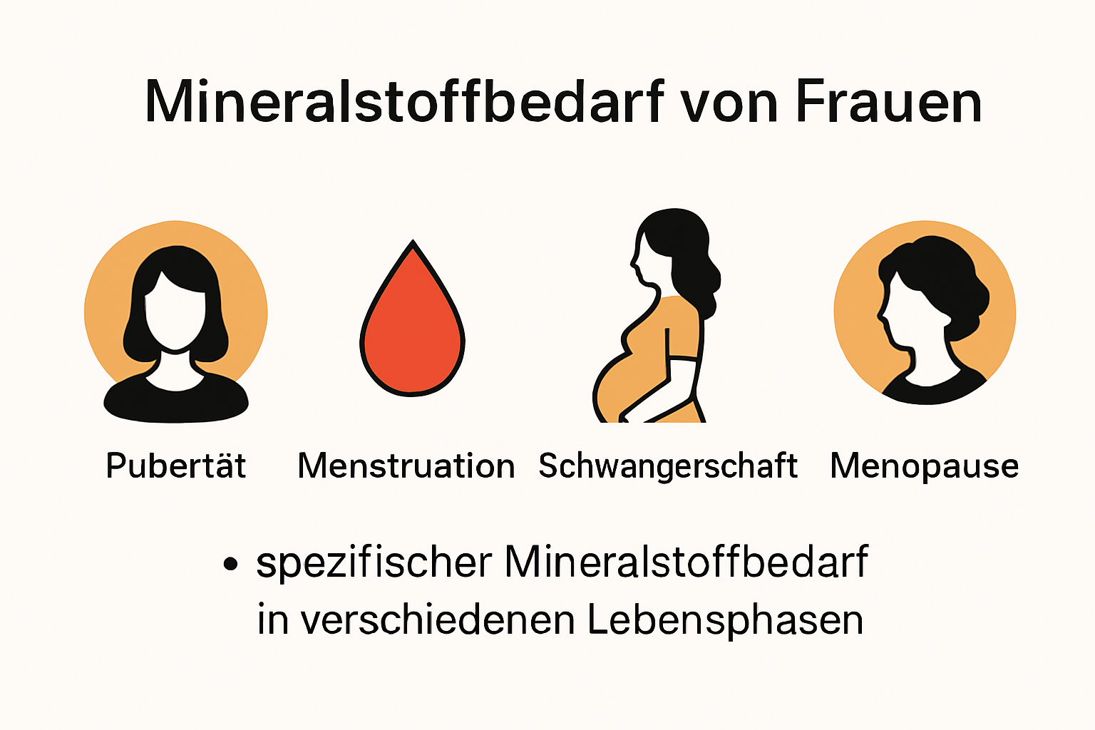 Vergleich wichtiger Mineralstoffe für Frauen nach Lebensphase