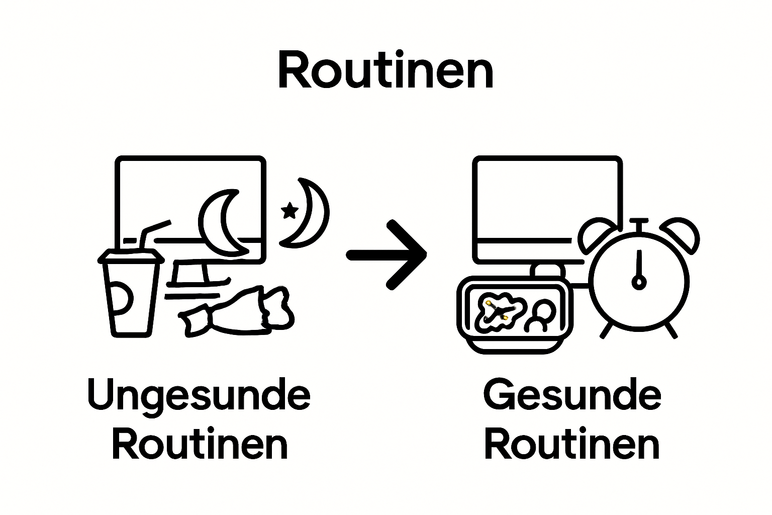 Infografik Vergleich gesunde vs. ungesunde Routinen