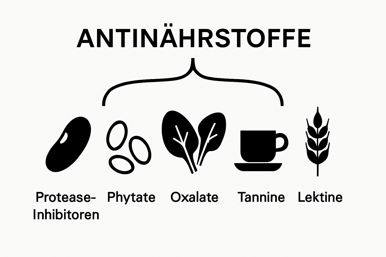 Icons representing main antinährstoffe categories in foods
