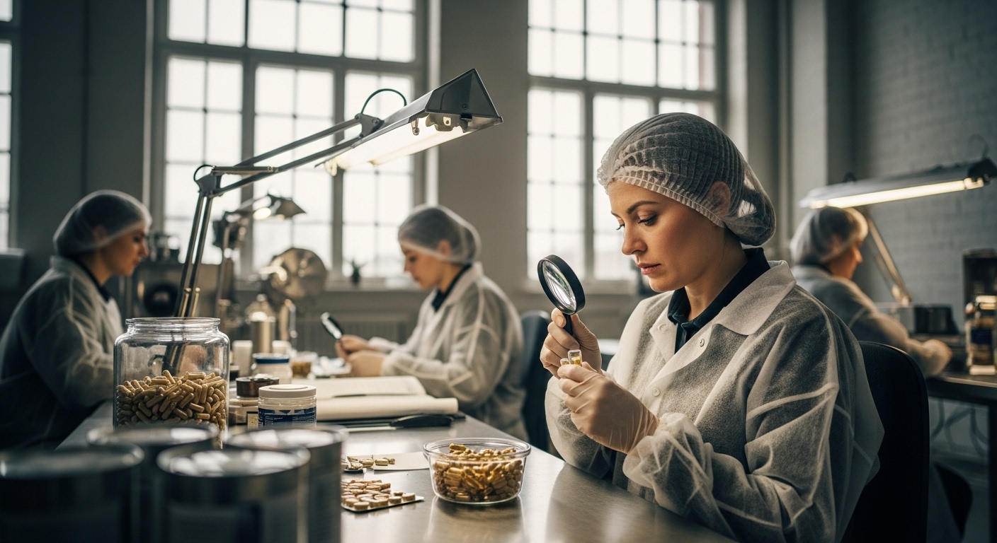 qualitätskontrolle nahrungsergänzungsmittel produktion