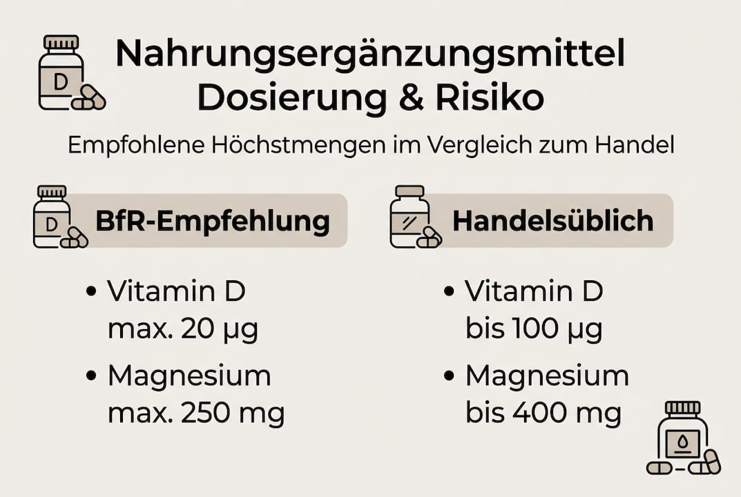 Infografik: Was Sie über die richtige Einnahme und mögliche Risiken von Nahrungsergänzungsmitteln wissen sollten