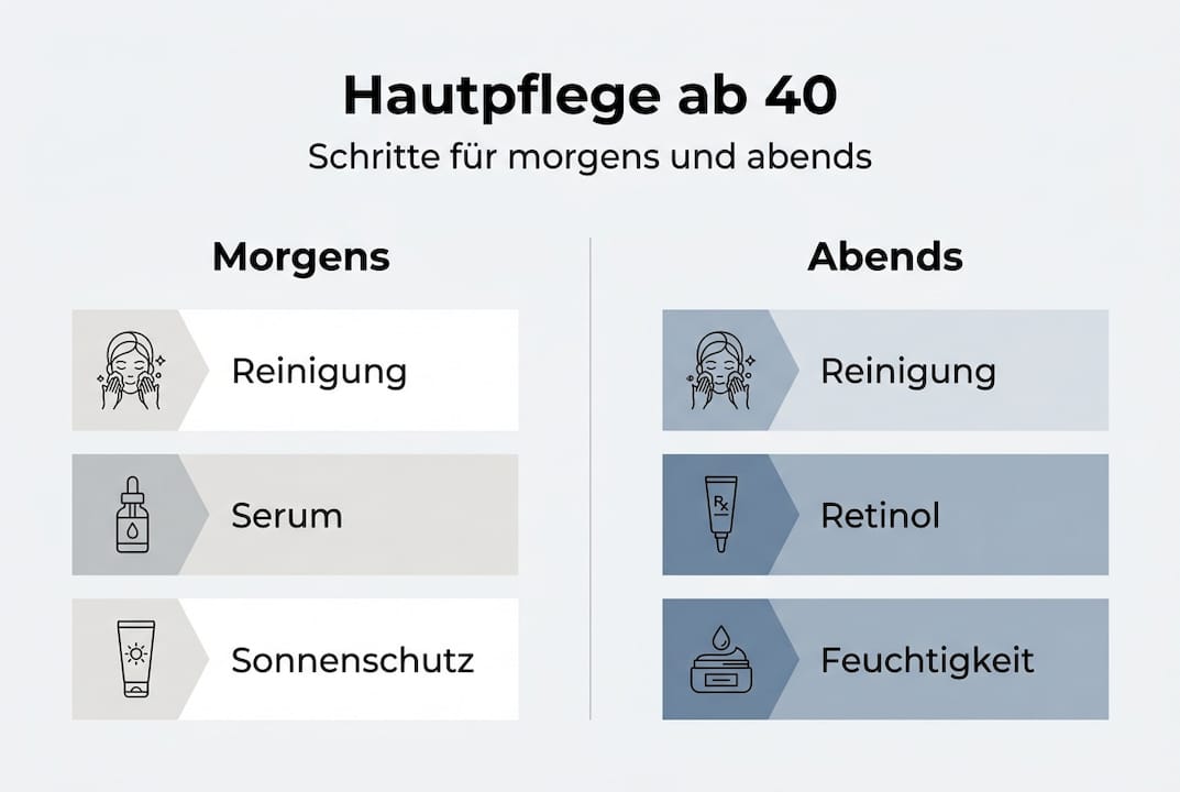 Infografik: Die ideale Pflegeroutine für reife Haut ab 40