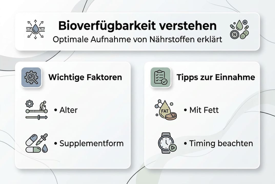 Infografik: Was beeinflusst die Bioverfügbarkeit? Wichtige Faktoren und praktische Tipps im Überblick
