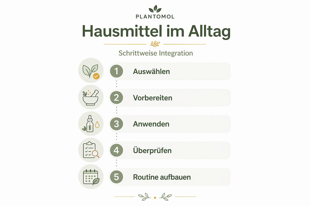Infografik: Hausmittel Schritt für Schritt in den Alltag integrieren