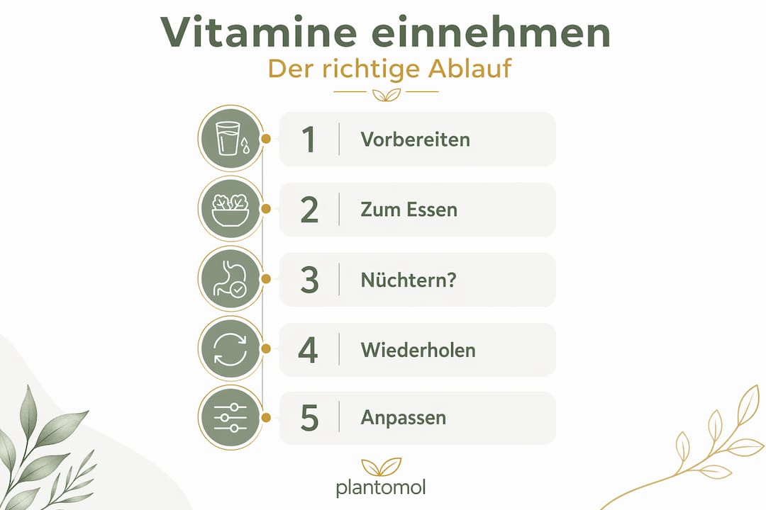Grafik: So gelingt die optimale Einnahme von Vitaminen