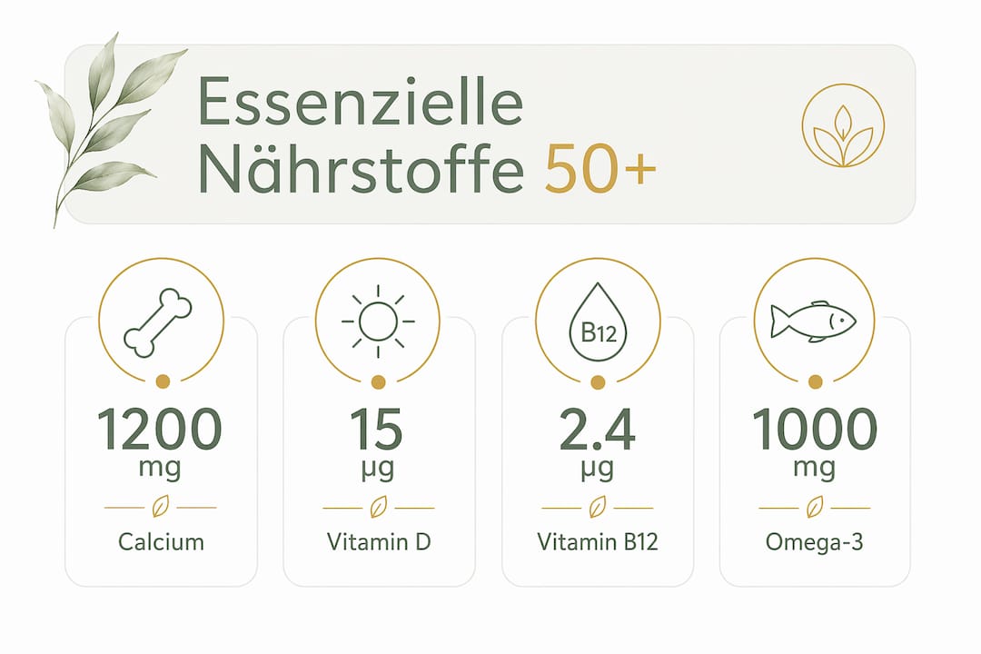 Übersicht: Die wichtigsten Nährstoffe für Frauen ab 50 auf einen Blick