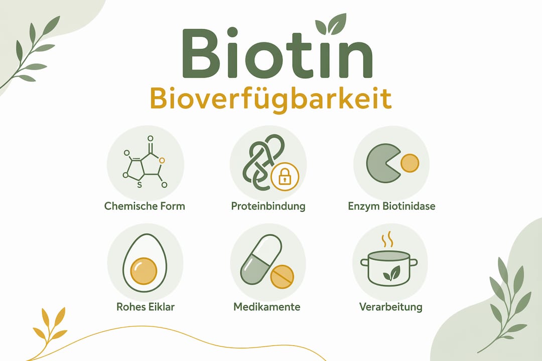 Die Infografik veranschaulicht anschaulich, wie Biotin im Körper aufgenommen und verwertet wird.