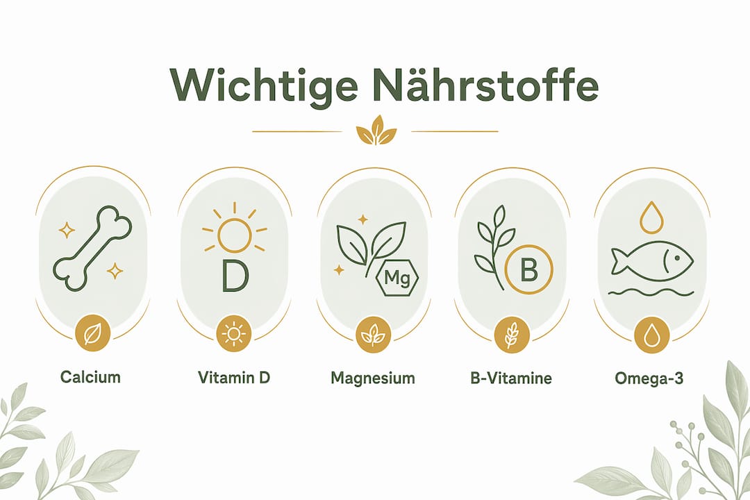 Infografik: Die wichtigsten Nährstoffe für Frauen ab 40 auf einen Blick