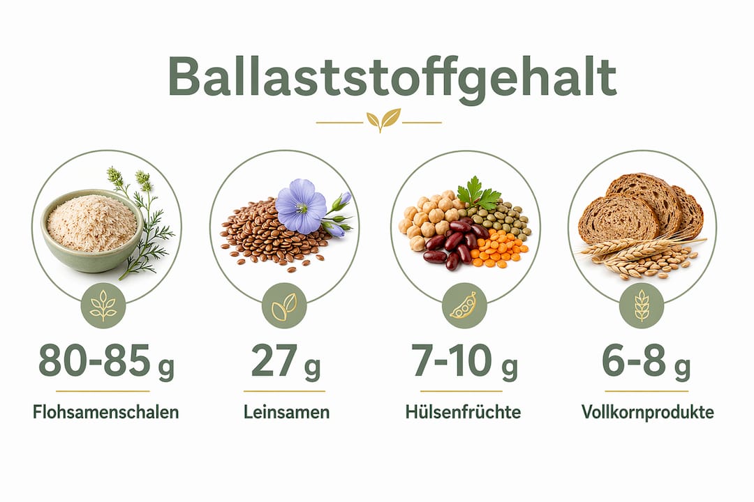 Übersicht: Ballaststoffgehalt beliebter Lebensmittel auf einen Blick