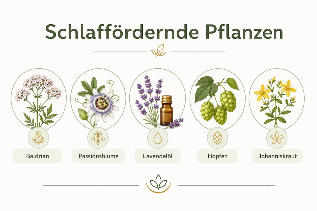 Infografik: Die besten Pflanzen für einen erholsamen Schlaf im Vergleich