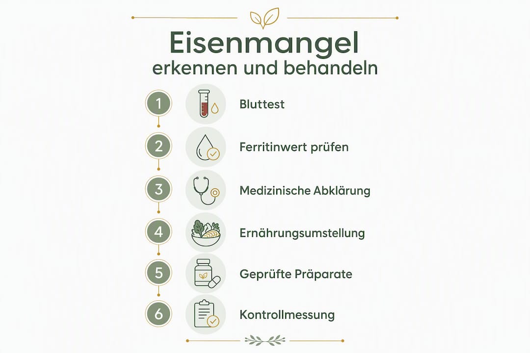 Grafische Übersicht: So läuft die Diagnose und Behandlung von Eisenmangel ab