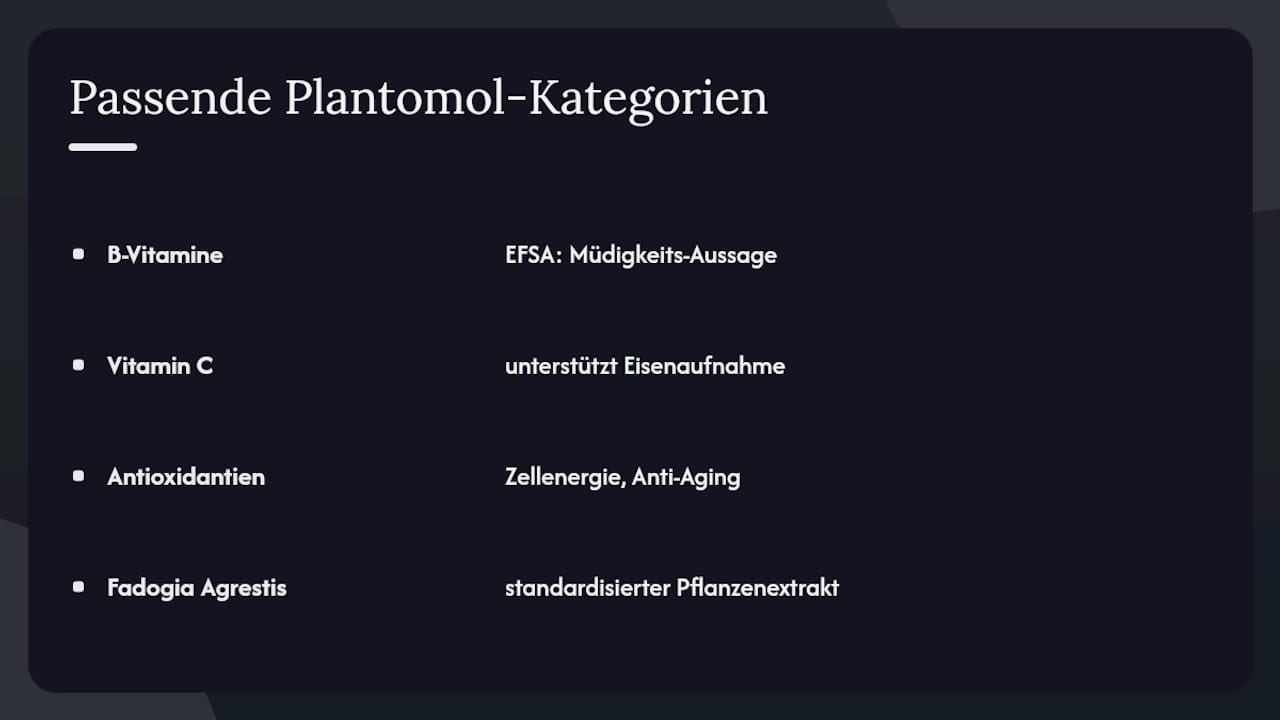 Passende Plantomol‑Kategorien für Ihren Energiebedarf — overview diagram