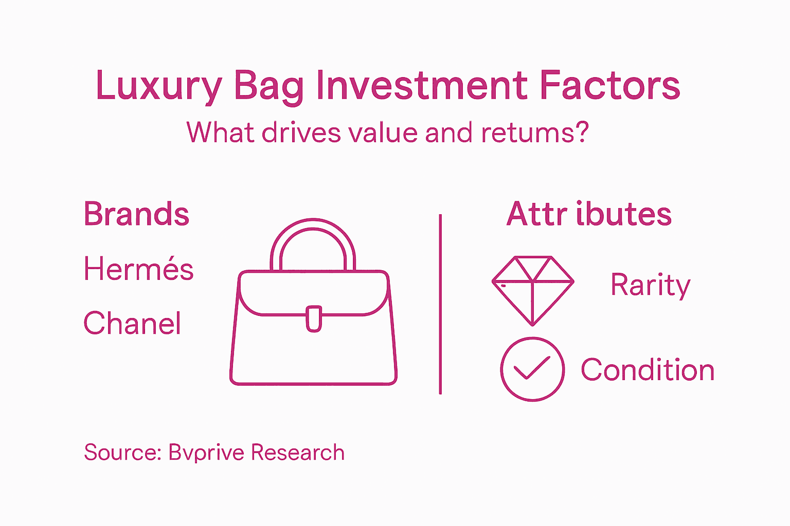 Infographic showing luxury bag investment factors