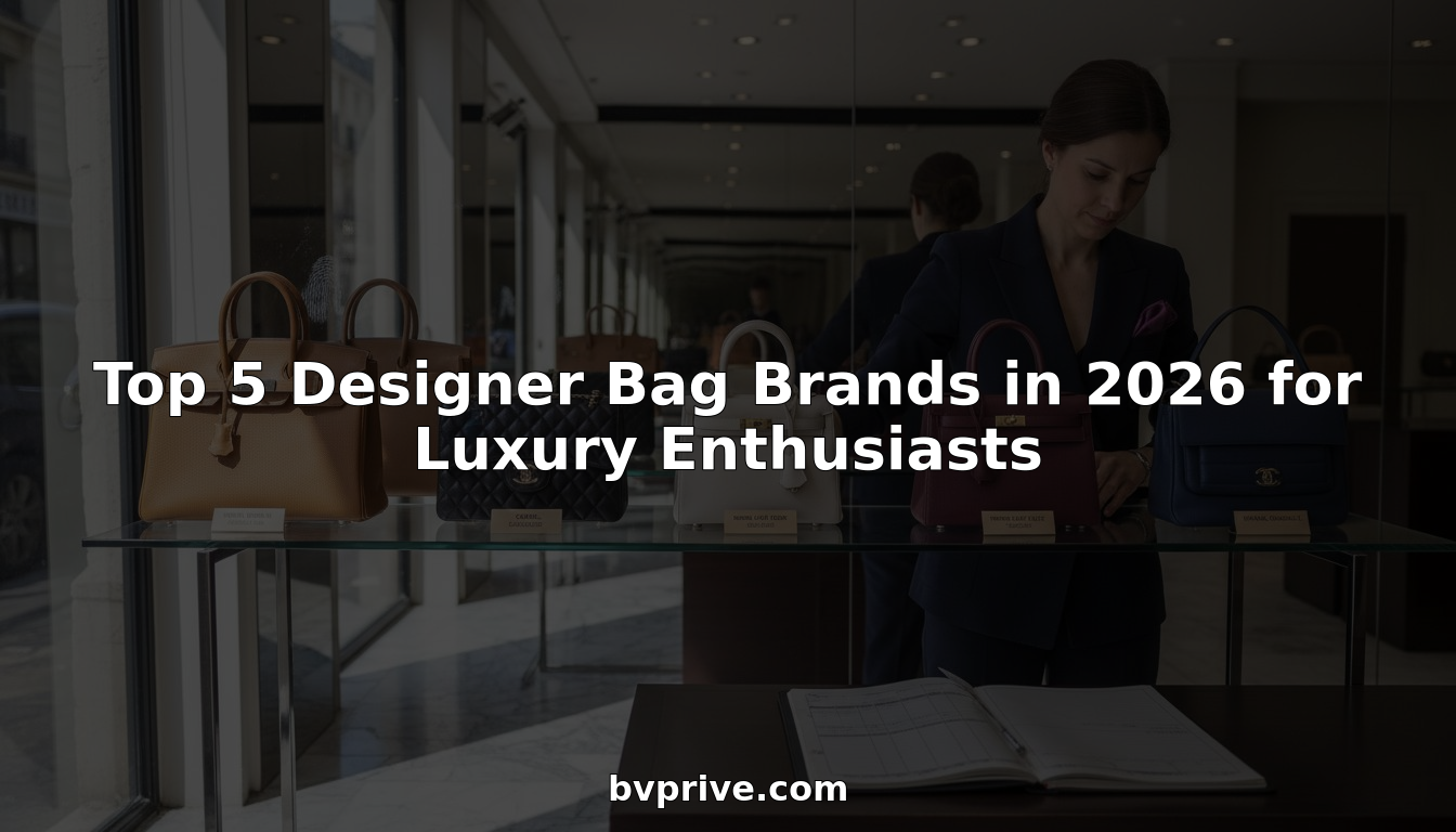 Display of luxury designer handbags in showroom