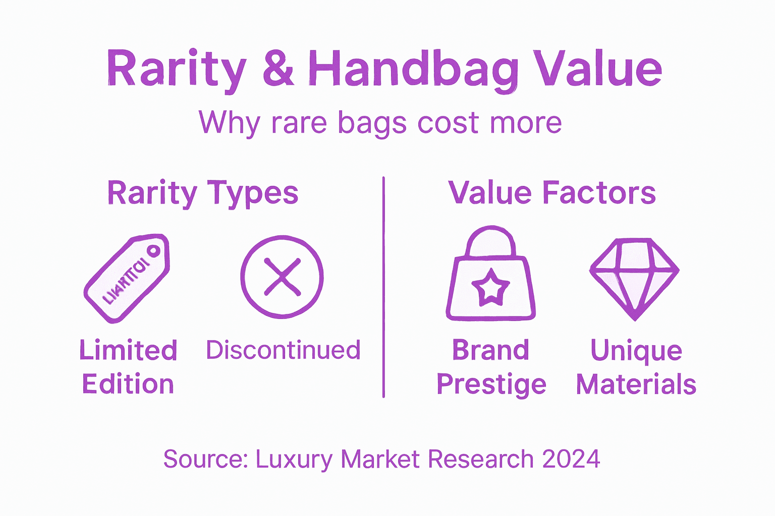 Infographic showing how rarity impacts handbag value