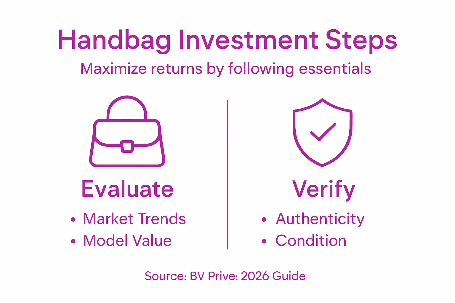 Infographic steps for luxury handbag investment