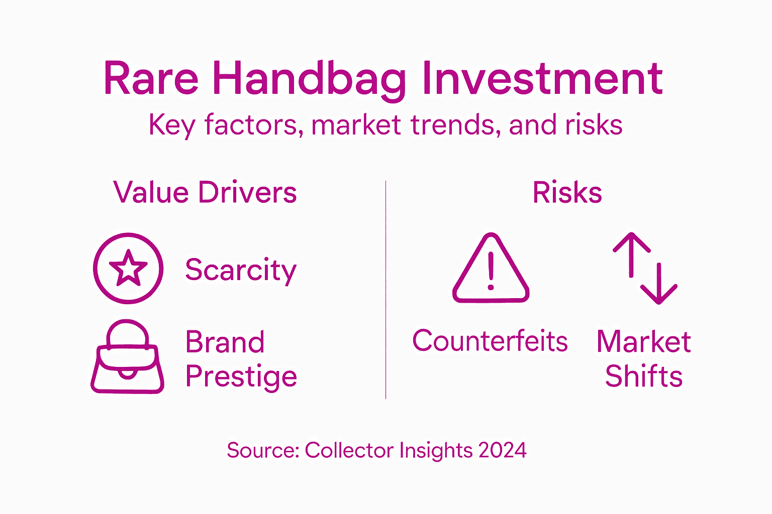 Infographic summarizes factors and risks in handbag investment