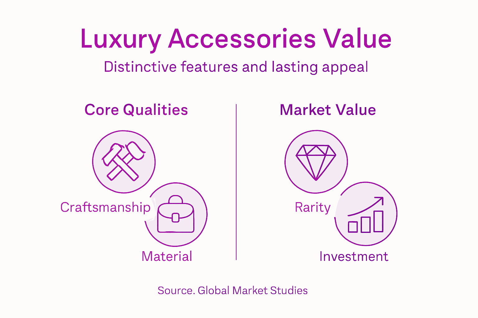 Luxury accessories value key qualities infographic