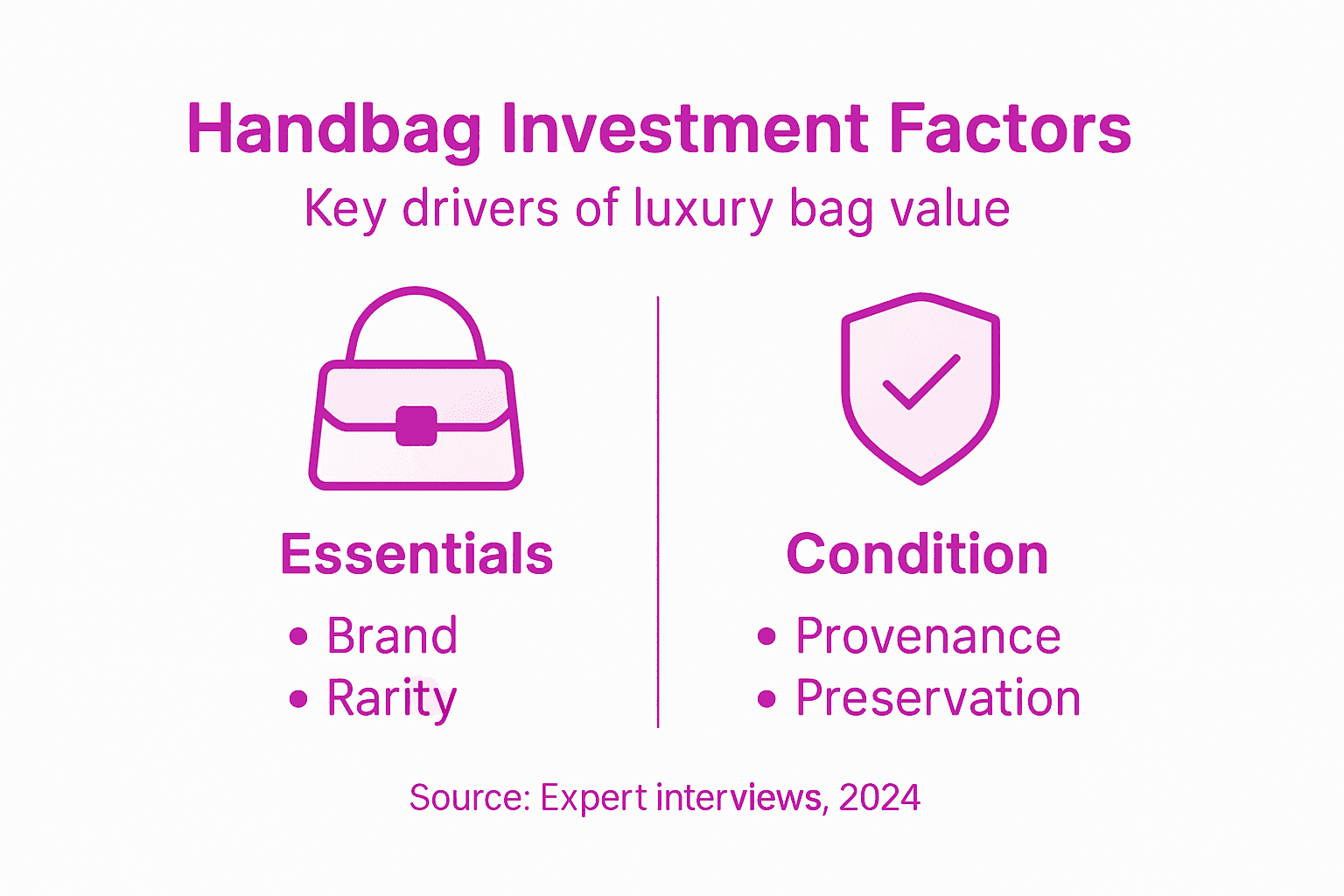 Infographic showing key handbag value factors