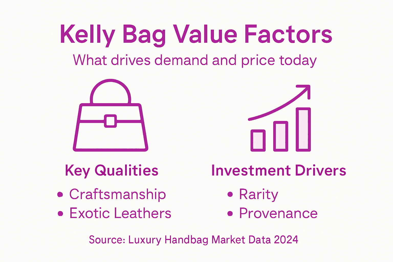 Infographic showing Kelly bag value drivers
