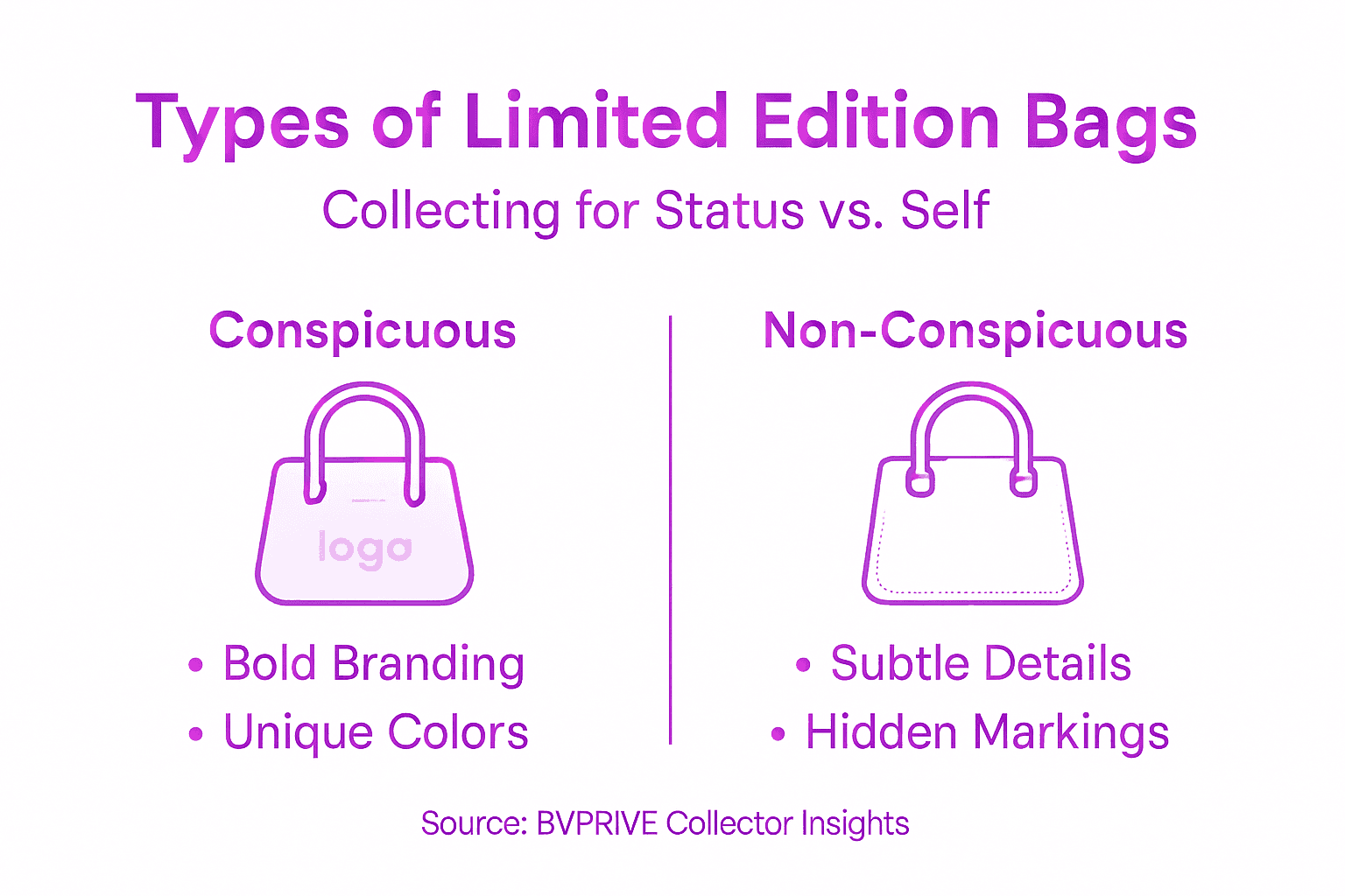 Infographic compares conspicuous and non-conspicuous bags