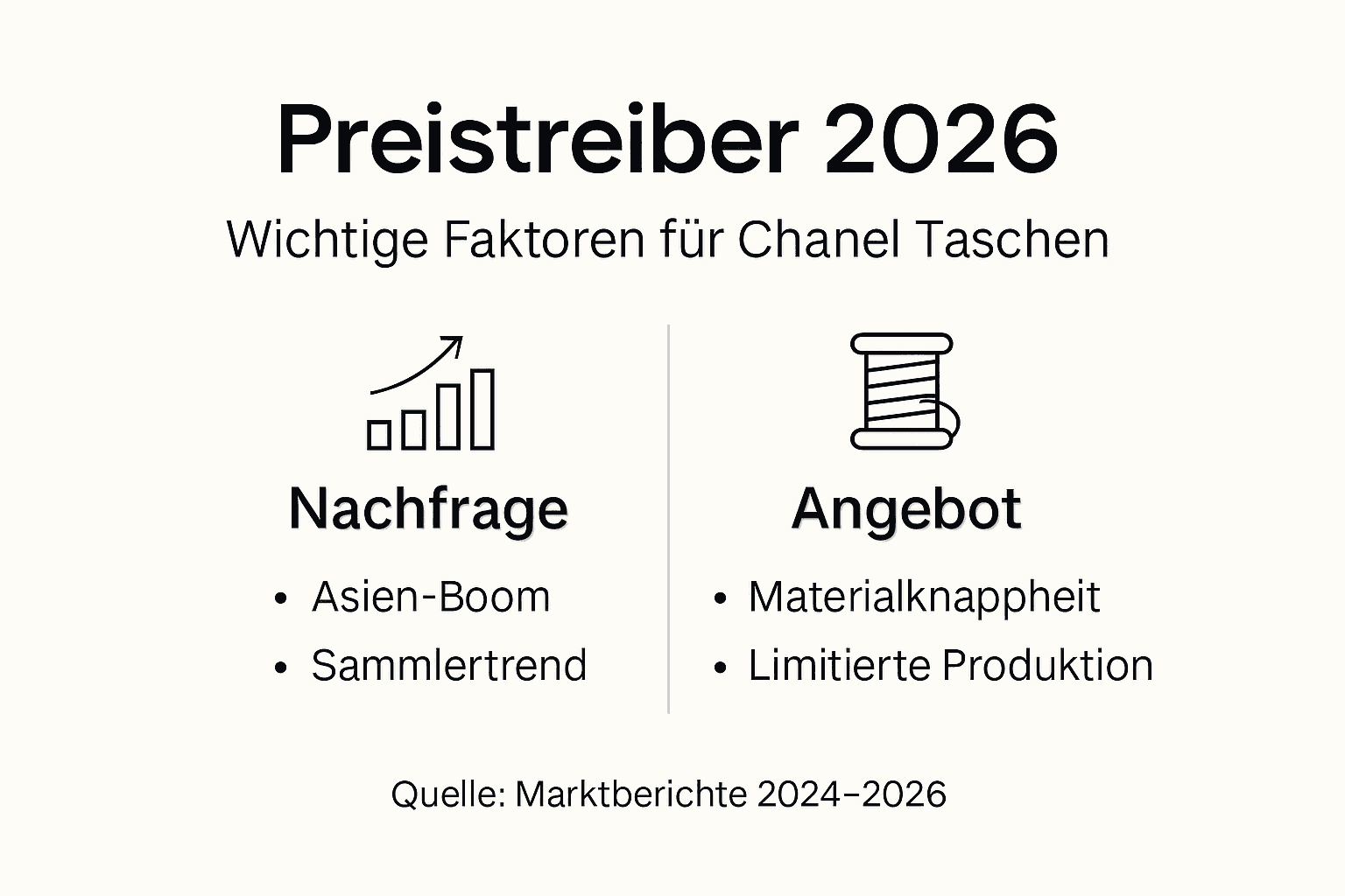 Infografik: Die wichtigsten Preisfaktoren für Chanel-Taschen im Jahr 2026