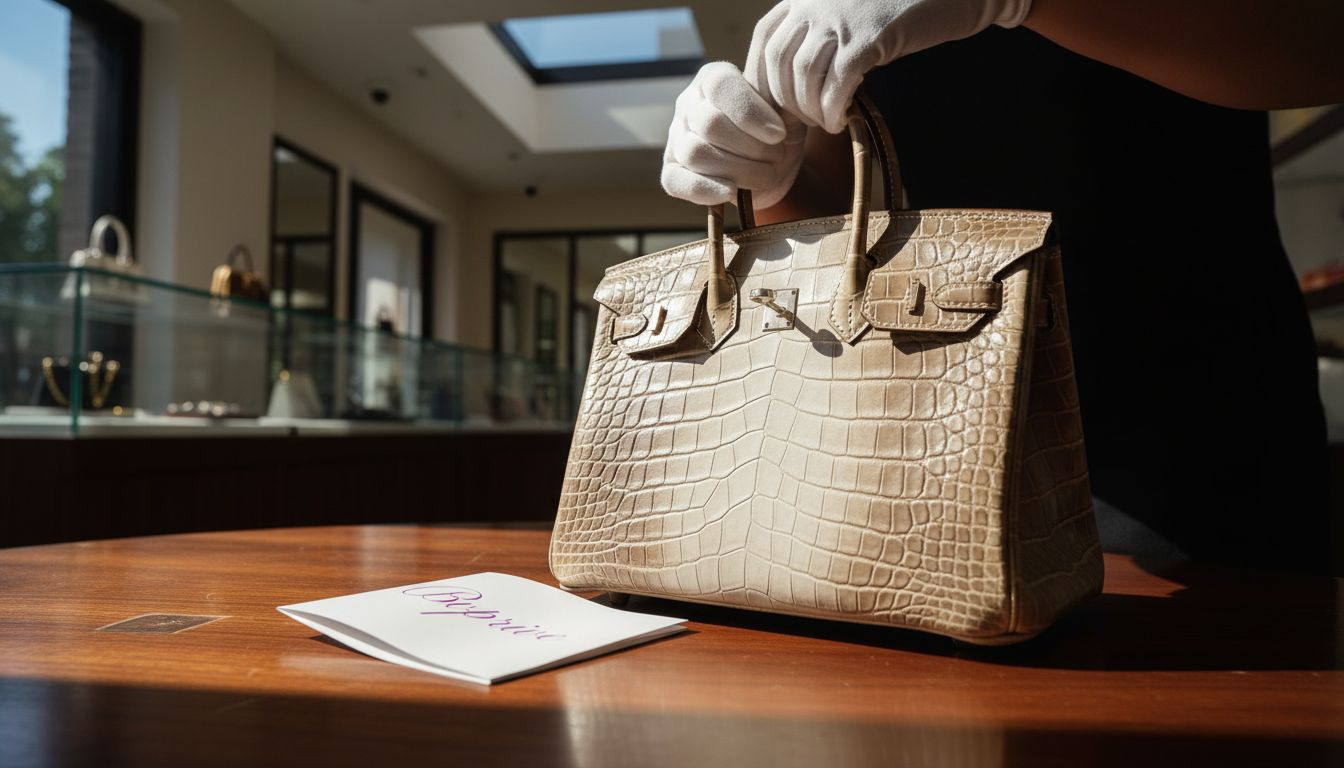 Close-up of exotic leather Birkin details