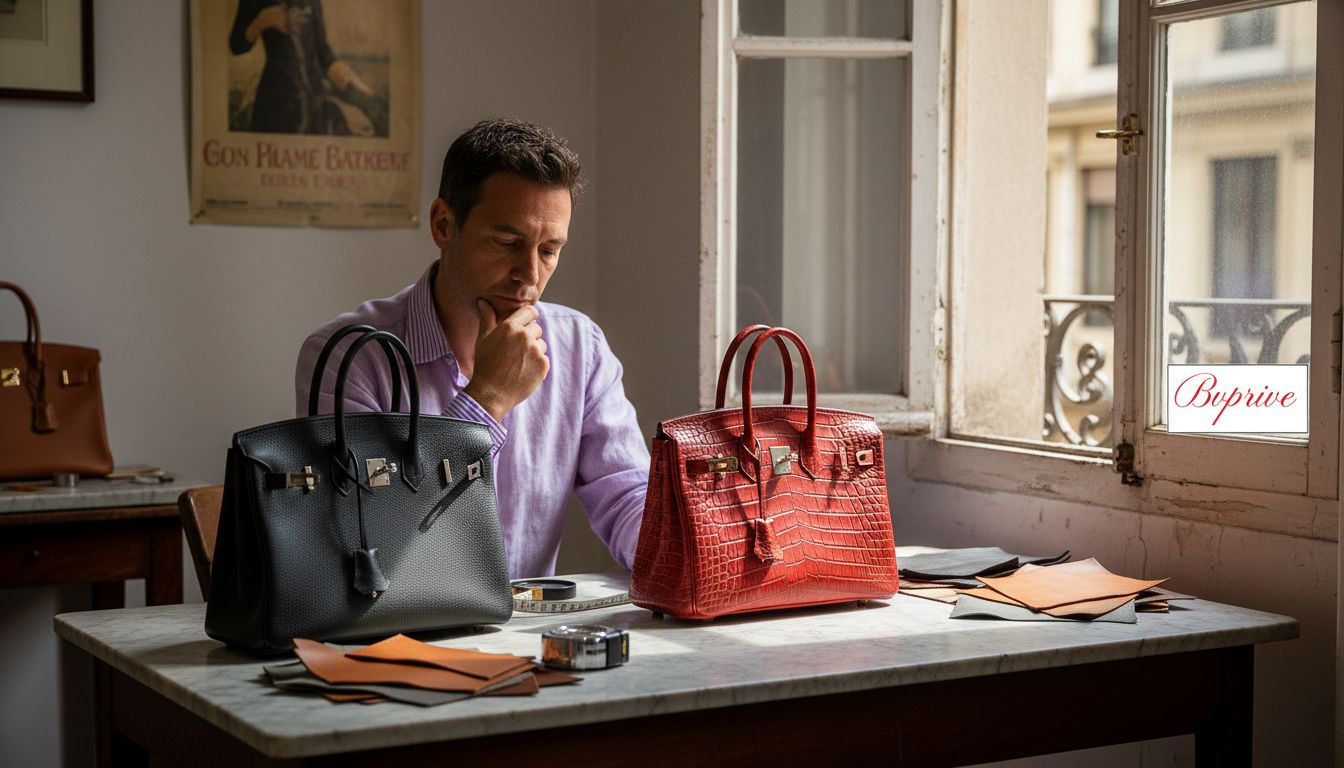 Appraiser compares different Birkin bag types