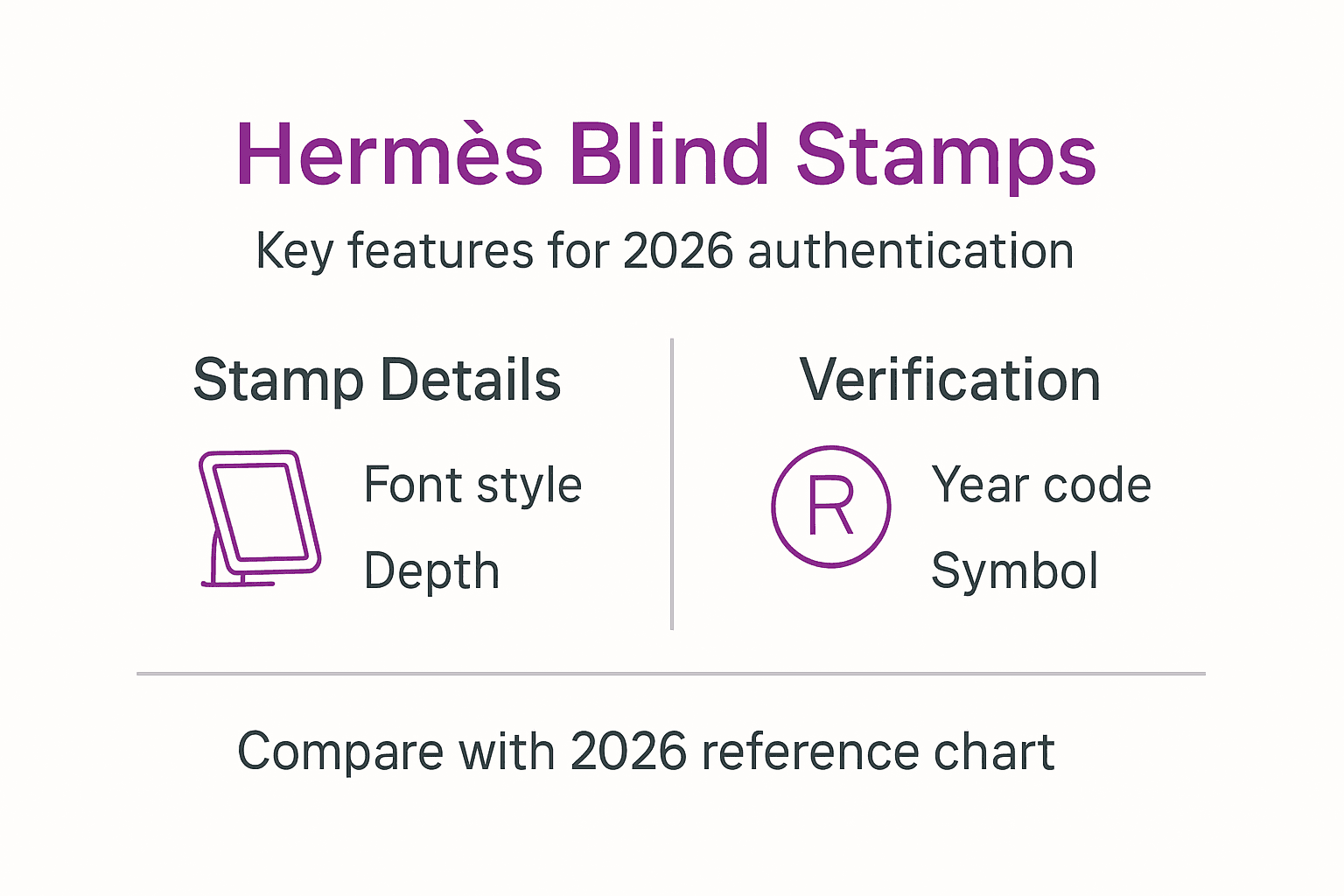 Infographic of Hermès blind stamp verification steps