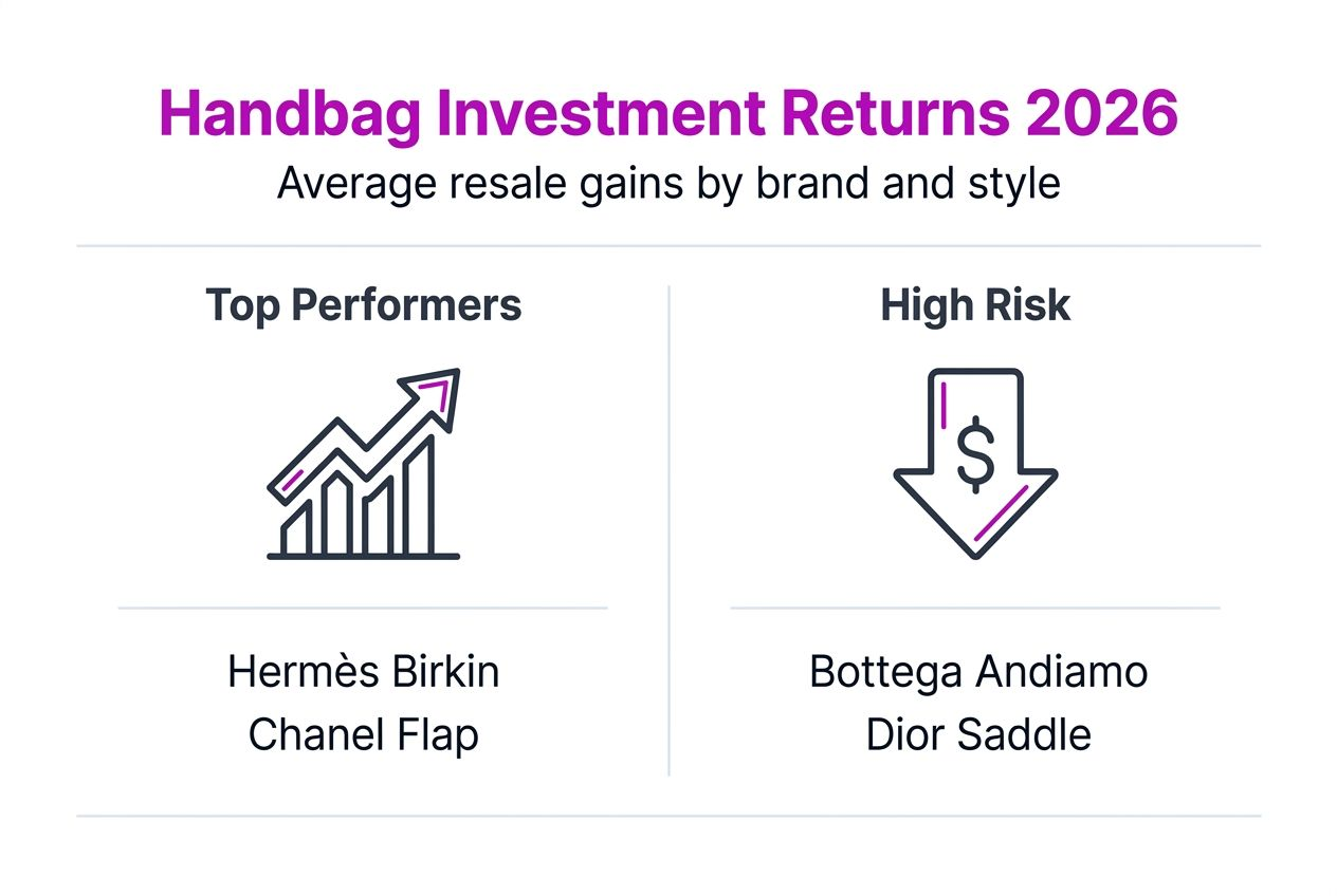 Infographic on average designer handbag investment returns