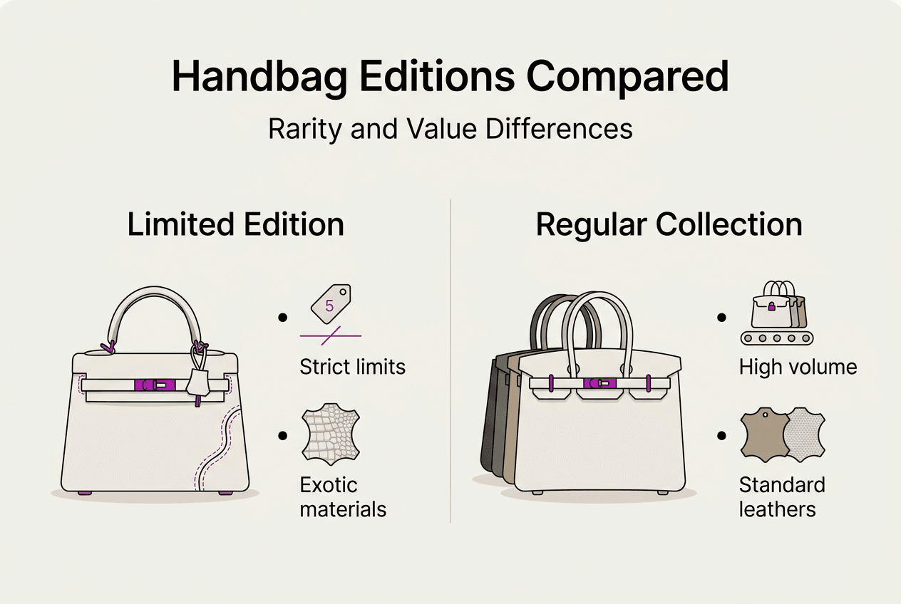 Infographic handbag edition comparison points