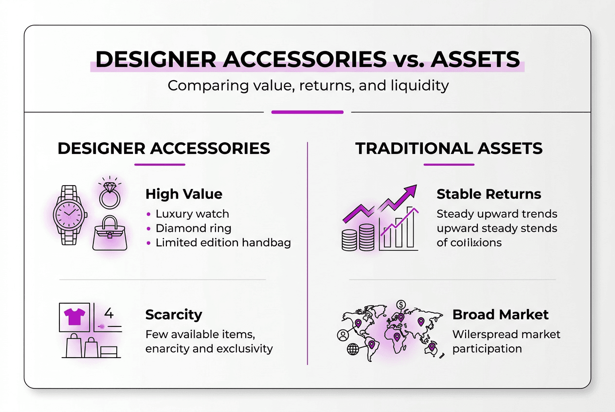 Infographic comparing accessories and traditional assets
