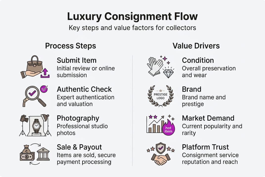 Infographic shows luxury consignment steps and value