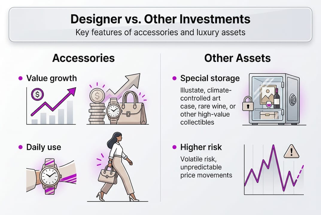 Infographic comparing luxury accessories to assets