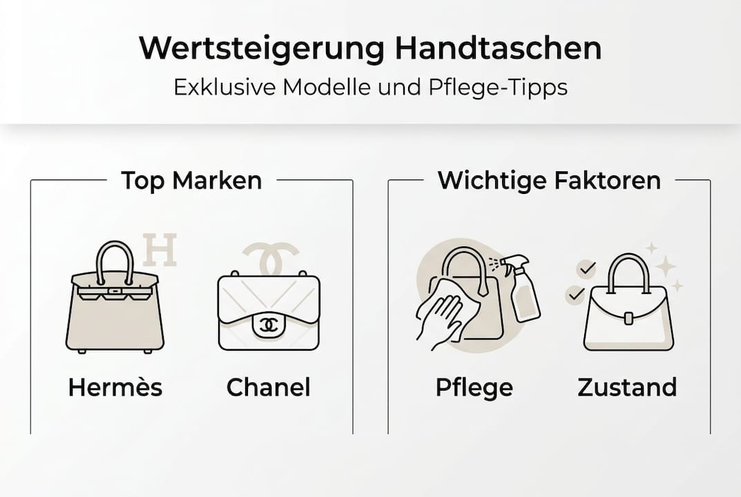 Infografik: Wertentwicklung und angesagte Marken bei Designer-Handtaschen