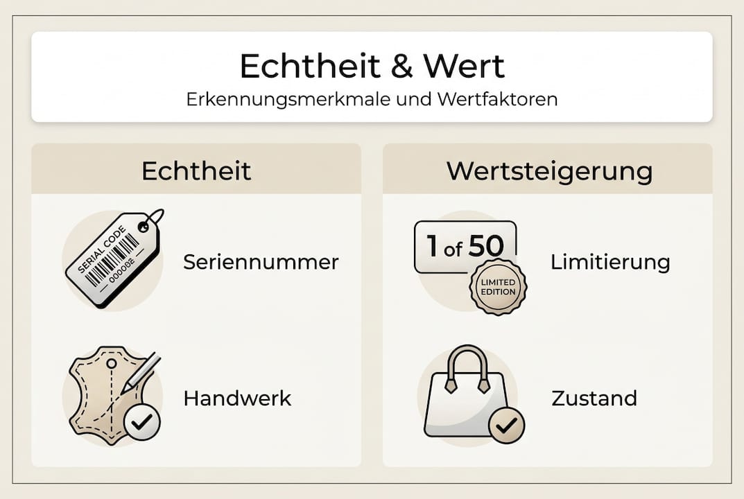 Infografik: Woran erkennt man echte Designer-Handtaschen und ihren Wert?