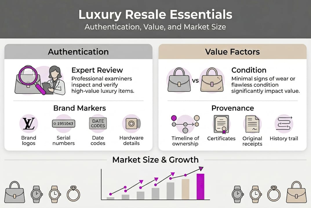 Infographic showing luxury resale authentication value