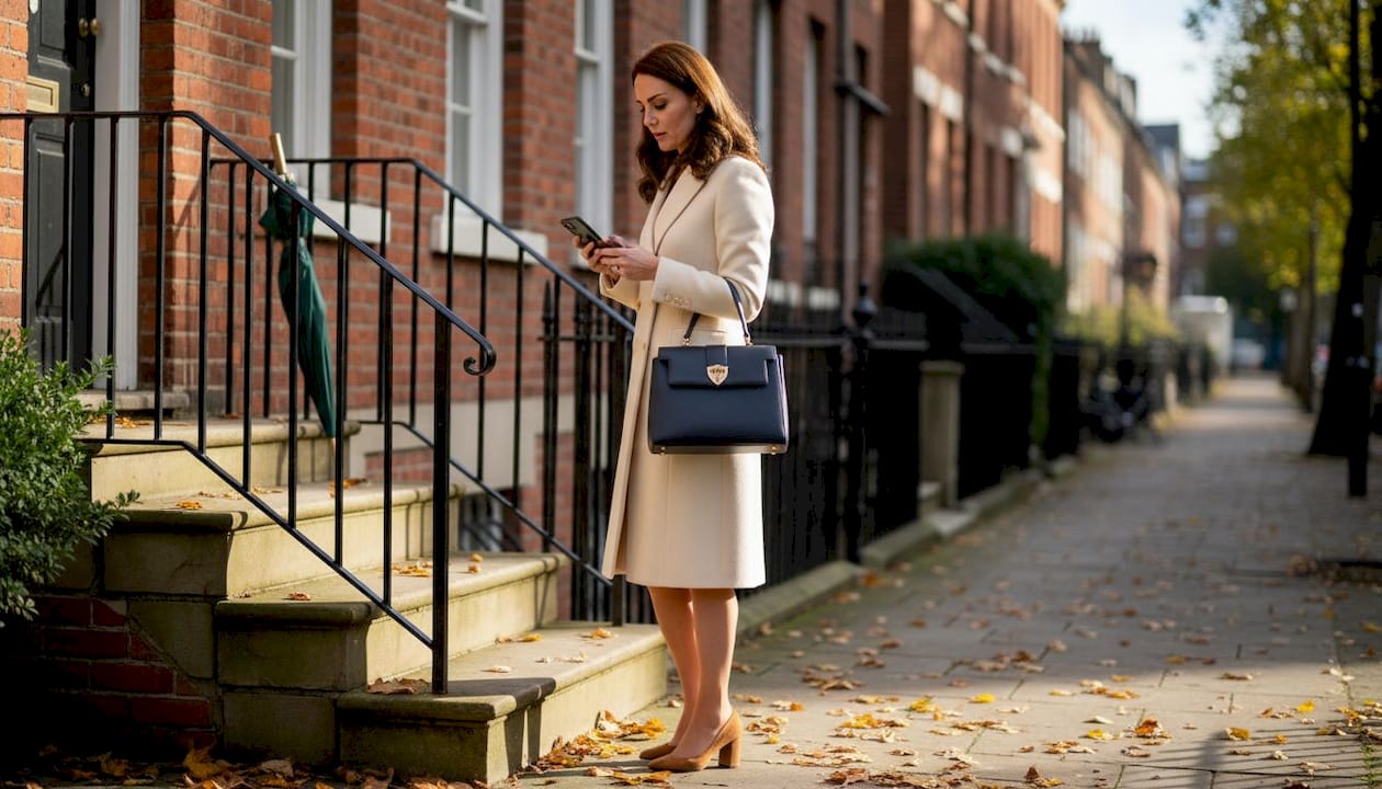 Eine Frau präsentiert sich stilvoll mit ihrer klassischen Midi Mayfair Tasche.