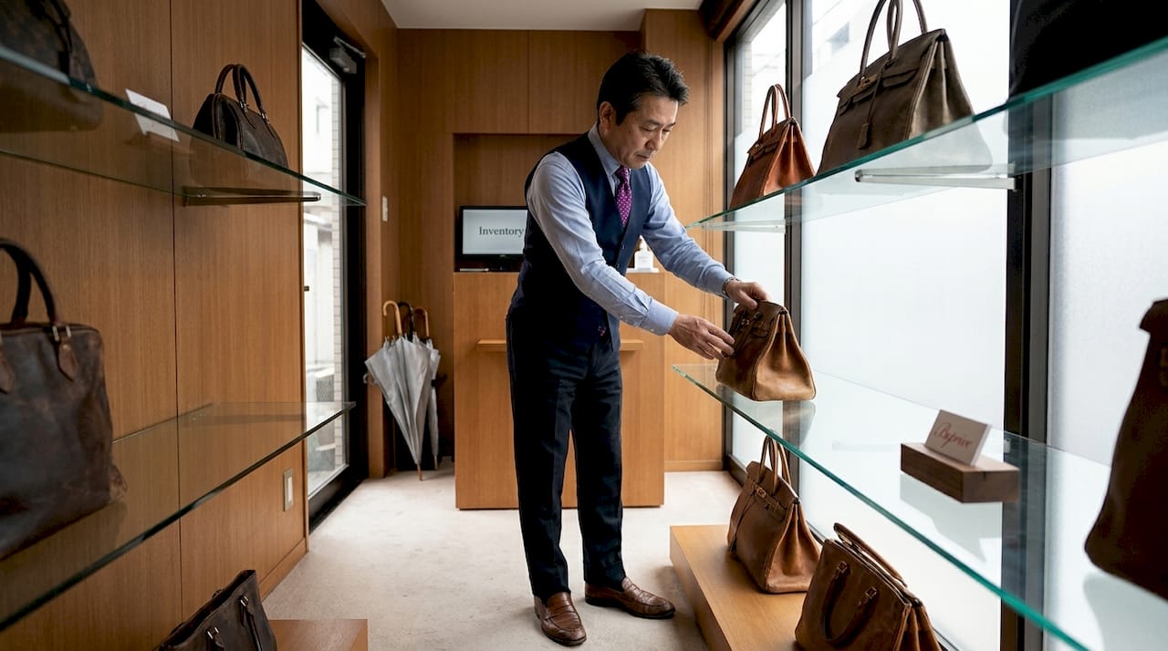 Tokyo boutique owner with rare handbags