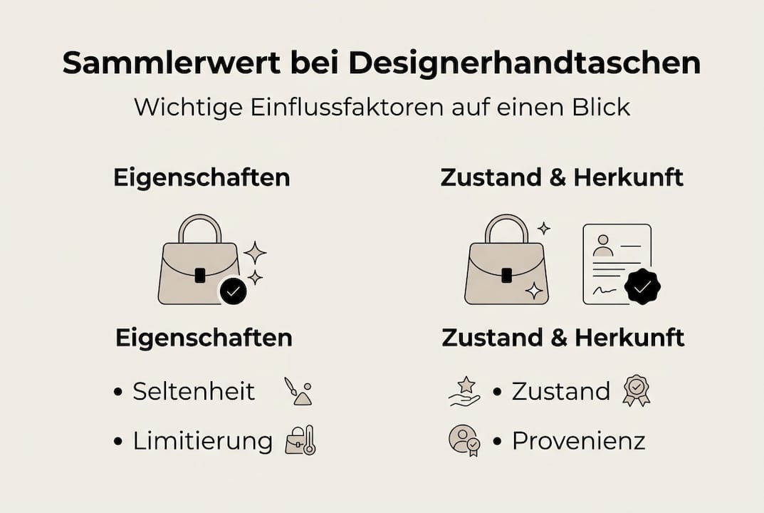 Infografik: Welche Faktoren bestimmen den Sammlerwert von Designer-Handtaschen?