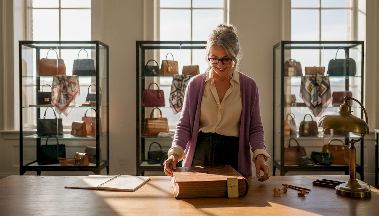 Designer in studio curating heritage pieces