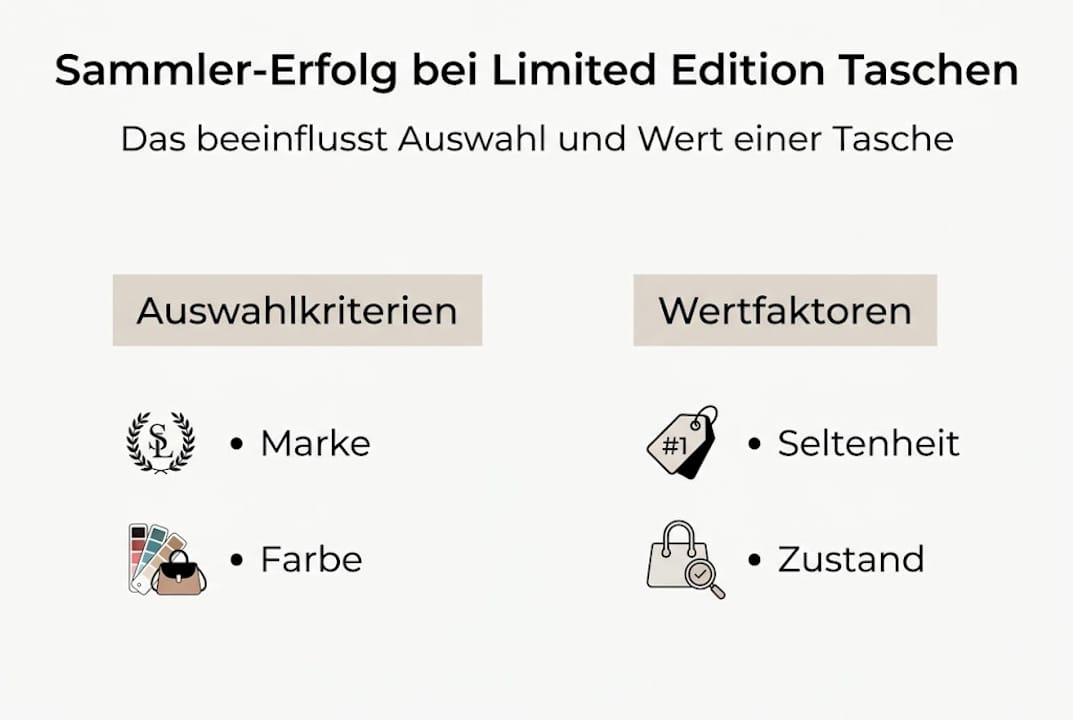 Infografik: Worauf es bei limitierten Taschen ankommt – Auswahlkriterien und Wertsteigerung